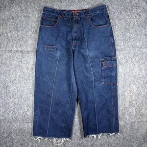 Vintage Y2K Tag Wear Jean Shorts Jorts 35x24 Baggy Wide Leg JNCO SouthPole Blue‎